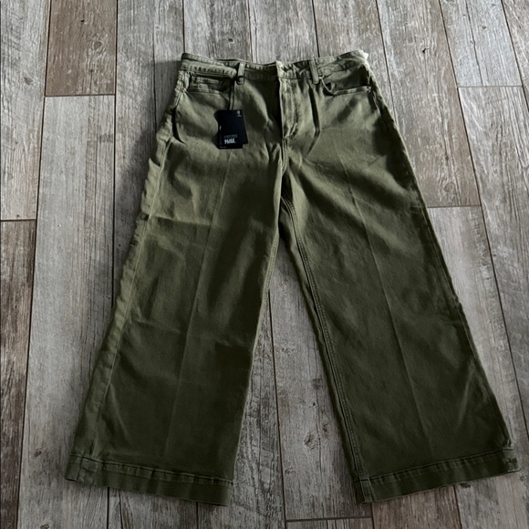 PAIGE Denim - Anthropologie Paige Anessa ankle Wide Leg Olive Green Wide-Leg Pants